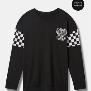 Torrid No Doubt Checkered Sleeve Graphic Crewneck Sweater